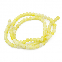 Koraliki Naturalny Agat Crackle, Okrągłe, Klasa A, Żółty, 4mm, 90szt / 38cm / sznur, (13WB25135)
