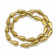 Koraliki Hematyt z Złotą Powłoką, Klasa A, Kropla, Złoty,16x8x8mm, około 25szt / 40cm / sznur (3WB3409)