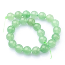 Намистини Натуральний Зелений Авантюрин Круглі, 8мм, Отвір 1мм, близько 24шт/20см/нитка, (3WB3619)