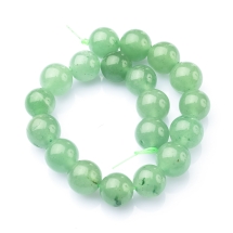 Намистини Натуральний Зелений Авантюрин Круглі, 10мм, Отвір 1мм, близько 19шт/20см/нитка, (3WB3750)