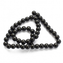 Koraliki Szungit Syntetyczny, 8-9mm, Kolor: Czarny, około 44szt/38cm/nic (13WB13944)