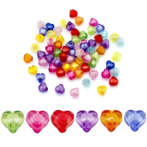 Koraliki Akryl Przezroczyste, Koralik w Koraliku, Fasetowane Serce, Mieszane, 7x8x5mm, ok. 50g~295szt (13WB14044)
