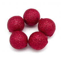 Koraliki Akrylowe Okrągłe z Brokatem, Ciemnoczerwone, 19.5x20mm, Otwór 2mm, 5szt (13WB14203)