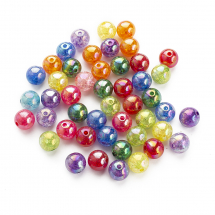 Намистини Акрил Кракле, Прозорі, "Бите Скло" Імітація, Мікс, 10мм, близько 40шт/25г (13WB14247)