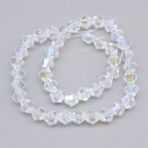 Koraliki Szklo Imitacja Austriacki Kryształ Galwanizacja Klasa AA 6x6mm Kolor: Bezbarwny okolo 45szt/25cm/nic (2WB31052)