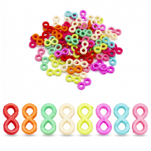 Łącznik Akrylowy Nieprzezroczysty, 4 Otwory na 2 Nici, Znak Nieskończoności, Mix, 10x20x4mm, około 80szt/50g (3WB5491)