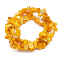 Koraliki Masa Perłowa Rzeki Samorodek, Barwione, Jasnopomarańczowe, 25x14x7mm, około 96szt/80cm/sznur (13WB18861)