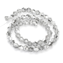 Намистини Австрійський Кришталь Клас АА, Імітація, Біконус, Напівпокриття Платина, 5х5мм, Отвір 1мм, близько 52шт/25см/нитка, (13WB19059)