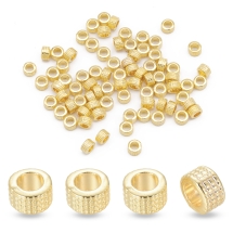 Намистини-Розділювачі Біжутерний Сплав Тибетський Стиль Круглі Плоскі Колонка, Золото, 5х3мм, Отвір 3мм, (13WB20851)