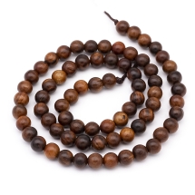 Намистини Дерев'яні Нефарбовані Круглі, 6мм, Отвір 1мм, близько 60шт/37см, (13WB18210)