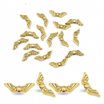 Намистини Крила, Метал, Колір: Античне Золото, Розмір: 16х5х3мм, Отвір 1.5мм, (5WB7612)