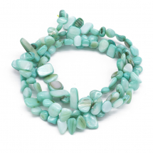 Koraliki Masa Perłowa Rzeki Samorodek, Barwione, Turkusowy, 25x14x7mm, Otwór 1mm, 96-100szt/80cm/sznur (13WB21537)