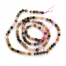 Koraliki Turmalin Naturalny Kamień Okrągłe, Fasetowany, 3mm, otwór 0.5mm, około 120szt/39cm/sznur (13WB23071)