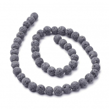 Koraliki Naturalna Nieszczotkowana Lawa, Okrągłe, Szary, 12mm, 32szt/39cm/sznur (13WB23117)