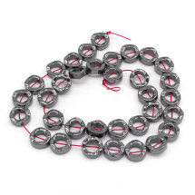 Намистини Синтетичний Гематит, Немагнітний, Клас А, На нитках, Кільця, Колір: Чорний, 12х4мм, Отвір 1мм, близько 34шт / 39см / нитка, (13WB23162)