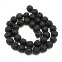 Koraliki Kamień Naturalna Lawa, Kulki, Czarny, 6mm, 63szt/37cm/sznur (13WB23325)