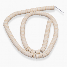 Koraliki Heishi Syntetyczny Turkus, Barwione, Kremowo-Białe, 6x3mm, Otwór 1mm, 135szt/40cm/sznur (13WB23356)