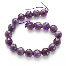 Koraliki Naturalny Ametyst, Fasetowane, Okrągłe, 10mm, Otwór: 1mm, około 18szt / 18cm / sznur (5WB5220)
