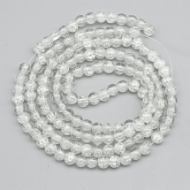 Намистини "Бите Скло" Круглі, Безбарвний, 6мм, Отвір 1мм, близько 140шт/84см/нитка, (5WB7932)