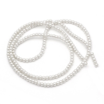 Koraliki Perła, Szklane do Biżuterii, Błyszczące, Okrągły, Białe, 4-5mm, 190szt/75cm/sznur (13WB17627)