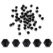 Koraliki Szklane, Imitacja Austriackiego Kryształu, Szlif 5301, Czarny, 3.5x4mm, 50szt (13WB17644)