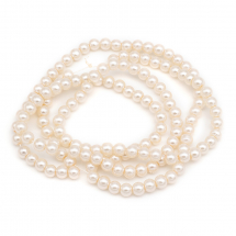 Koraliki Perłowe Szklane Błyszczące Okrągłe, Antyczny Biały, 6-7mm, Otwór 1mm, około 135szt/78cm/nić (13WB17659)