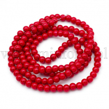 Koraliki Perła Szklane, Błyszczące do Biżuterii, Czerwony, 6-7mm, około 125szt/75cm/sznur (13WB17660)