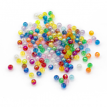 Koraliki Ekologiczne Akrylowe Przezroczyste Okrągłe, Kolor AB, Mix, 4mm, 700szt/25g (13WB23942)