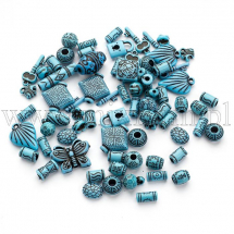 Koraliki Akryl Antyczny Styl do Tworzenia Biżuterii, Mix Kształty, Niebieski, 8-25x7-15x4-15mm, ok. 55szt/25g (14WB5759)