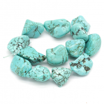 Koraliki Naturalne Howlit Bryłki, Kolor: Turkusowy, 15-20x6-14mm, Otwór: 1mm, około 13szt/27cm/nic (13WB22615)