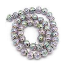 Намистини Натуральна Лава, На нитках, Круглі, Колір: Мультіцвет, Розмір: 8-8.5мм, Отвір 1.2мм, близько 45шт / 38см / нитка, (13WB22651)