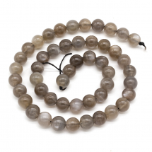 Koraliki Naturalny Czarny Kamień Księżycowy, Okrągłe, 8mm, otwór 1mm, około 48szt/40cm/sznur (13WB22676)