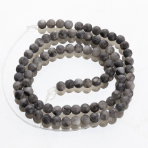 Намистини Натуральний Ларвікіт/Чорний Лабрадорит Матові Круглі 6мм, Отвір 0.8мм, близько 58шт/34см/нитка, (13WB22683)