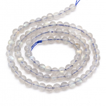 Намистини Натуральний Лабрадорит, Клас АА, На нитках, Круглі, Колір: Сірий, Розмір: 4 мм, Отвір 1мм, близько 86шт / 37.5см / нитка, (13WB22690)