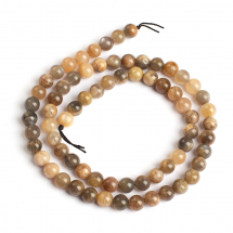 Koraliki Naturalny Kamień Słoneczny, Okrągłe, 6~7mm, około 60szt/38cm/sznur (13WB22718)