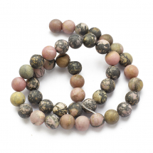 Koraliki Naturalny Mrożny Rodonit, Kolor: Szaro-Purpurowy, 8mm, Otwór 1mm, około 44szt/37cm/nić (13WB22755)