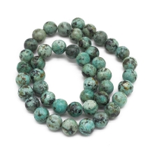 Koraliki Naturalny Turkus Afrykański/Jaspis, Okrągłe, 8mm, około 45szt/38cm/sznur (13WB22774)