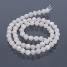Koraliki Naturalny Księżycowy Kamień Okrągły, Biały, 6~7mm, Otwór 1mm, około 60szt/38cm/nić (13WB22786)