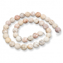 Koraliki Howlite Naturalny Kamień Okrągłe, Fasetowany, Beżowe, 8mm, Otwór 1mm, 47szt/40cm/sznur (13WB22799)