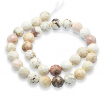 Koraliki Howlite Naturalny Kamień Okrągłe, Fasetowany, Beżowe, 10mm, otwór 1mm, 38szt/40cm (13WB22800)