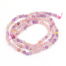 Koraliki Naturalny Kwarc Truskawkowy, Okrągłe, Fasetowane, 3mm, około 120szt/38cm/sznur (13WB22846)