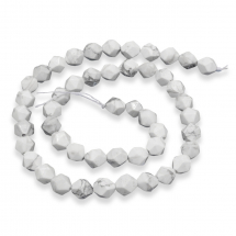 Koraliki Howlite Naturalny Kamień Okrągłe, Fasetowany, Białe, 8~8.5mm, Otwór 1mm, 48szt/38cm/sznur (13WB22883)
