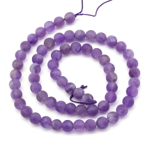 Koraliki Naturalny Ametyst, Okrągłe, Matowe, 6mm, około 63 szt/38cm/sznur (13WB26090)