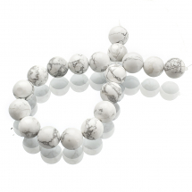 Koraliki Naturalny Howlit, Okrągły, Kolor: Biały, 10mm, około 17szt/17cm/nić (14WB7781)