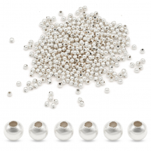Намистини-Розділювачі Залізні Круглі, Срібло, 2х2мм, Отвір 1мм, близько 1050шт/20г, (14WB6785)