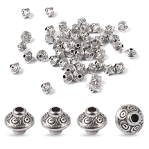 Намистини-Роздільники Біжутерний Сплав, Біконус, Колір: Античне Срібло, Розмір: 5.4х6.3мм, Отвір 1мм, (14WB6796)