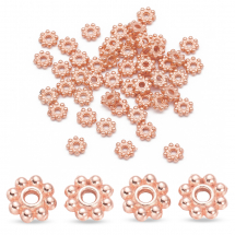 Намистини-Розділювачі Біжутерний Сплав Квітка, Рожеве Золото, 5х1.5мм, Отвір 1мм, (14WB6802)