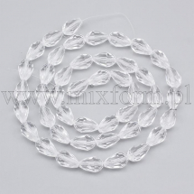 Koraliki Szklane, Fasetowane, Kropla, Bezbarwny, 15x10mm, około 45szt/66cm/sznur (14WB6959)