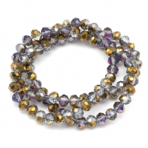 Koraliki Galwanizowane Szkło, Fasetowane, Rondelle, Szary, 6x4mm, około 100szt / 40cm / sznur (14WB7021)