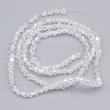 Koraliki Szklane Galwaniczne AB-Kolor Tęczowy Fasetowane Bicone, Bezbarwne, 2x3mm, około 140szt/40cm/nić (14WB7091)